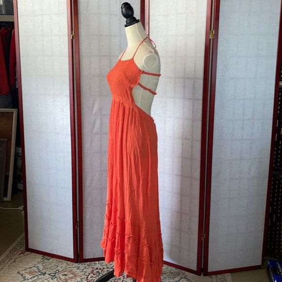 R. Vivimos Bohemian Gauze Halter Maxi Dress with Open Back (Size: Medium) - Picture 8 of 16